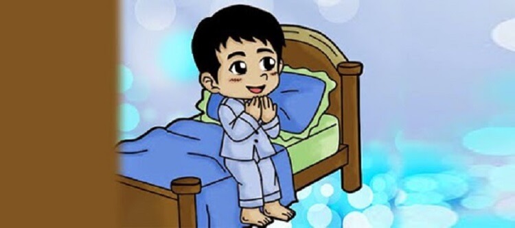 Ilustrasi membaca doa sebelum tidur, Sumber : ragambahasakita.blogspot.com